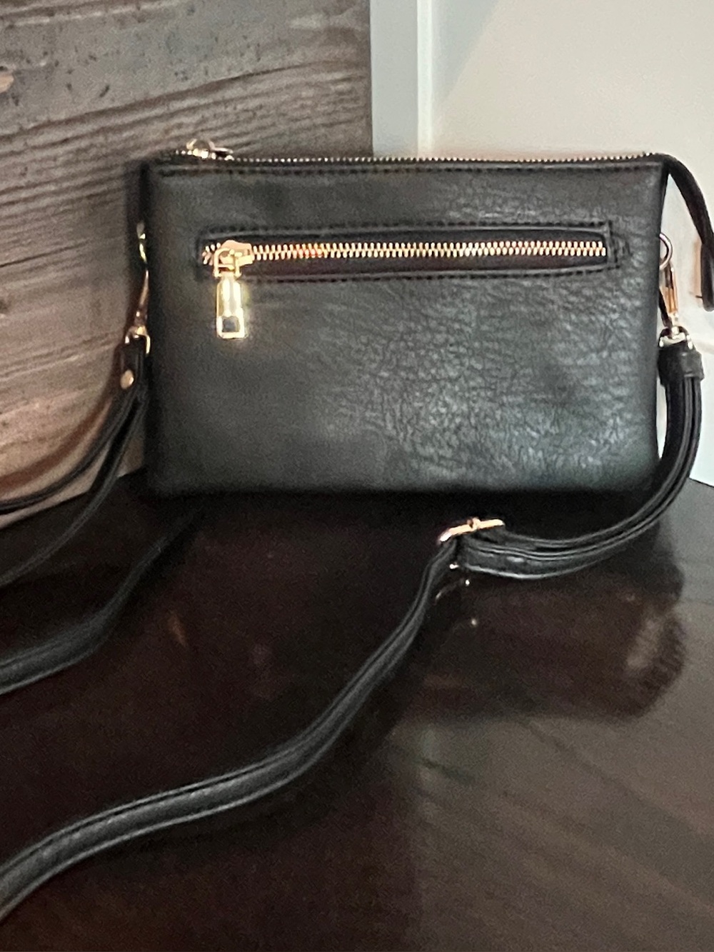 Vegan Leather Triple Pouch Crossbody and Wristlet Bag